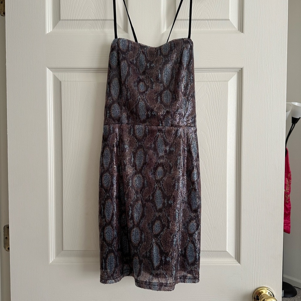 JOA Blue Multi sequence dress